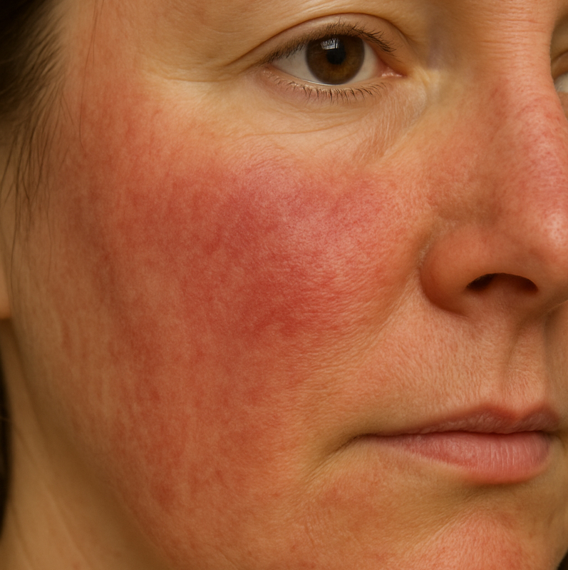 woman with rosacea