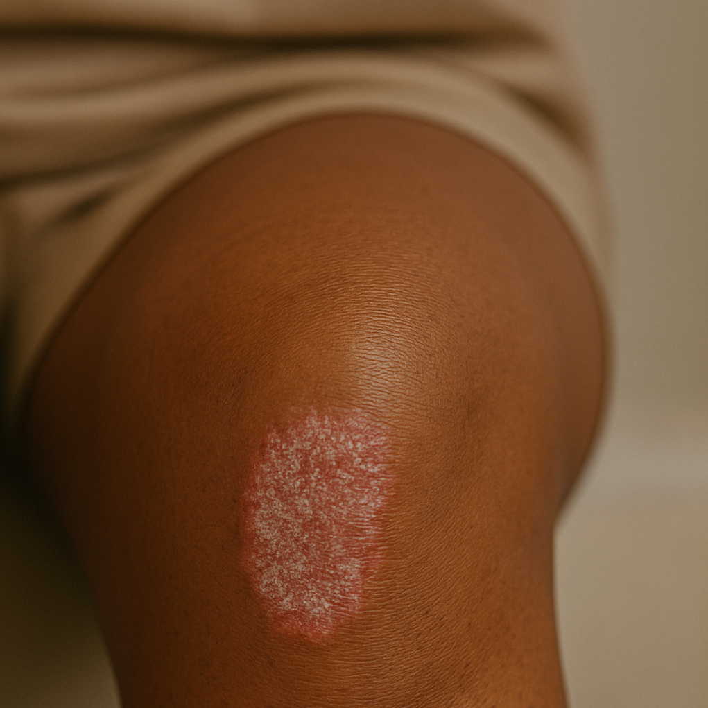 A woman with psoriasis