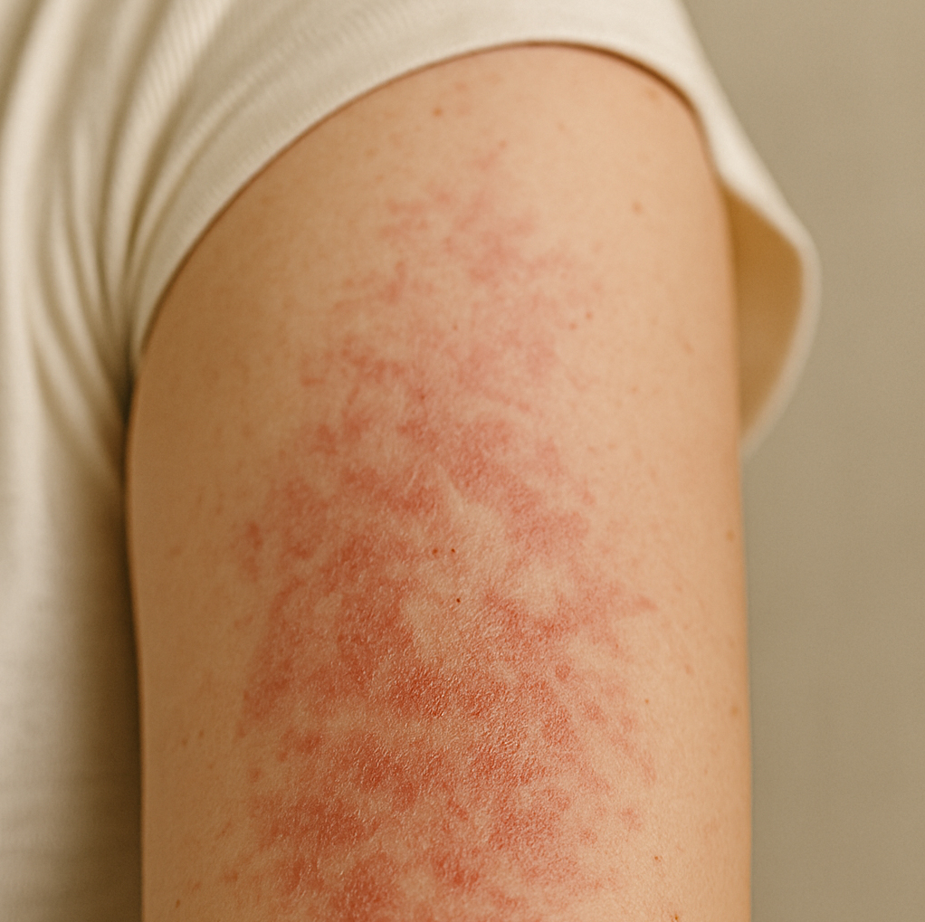 Someone with a rash on their arm