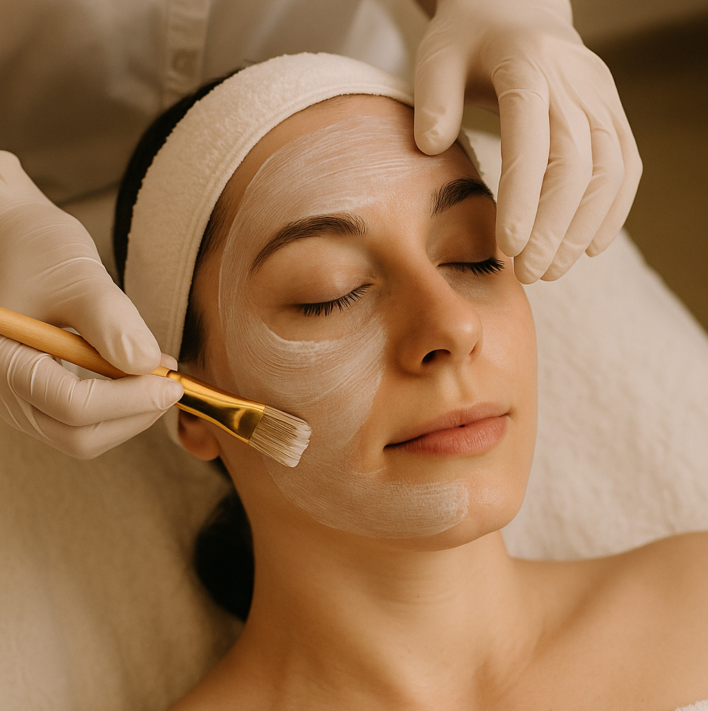 A woman getting a facial