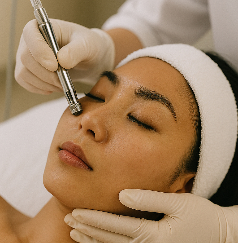 Woman receiving microdermabrasian