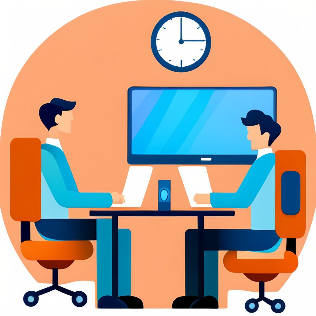 Two people on their computers