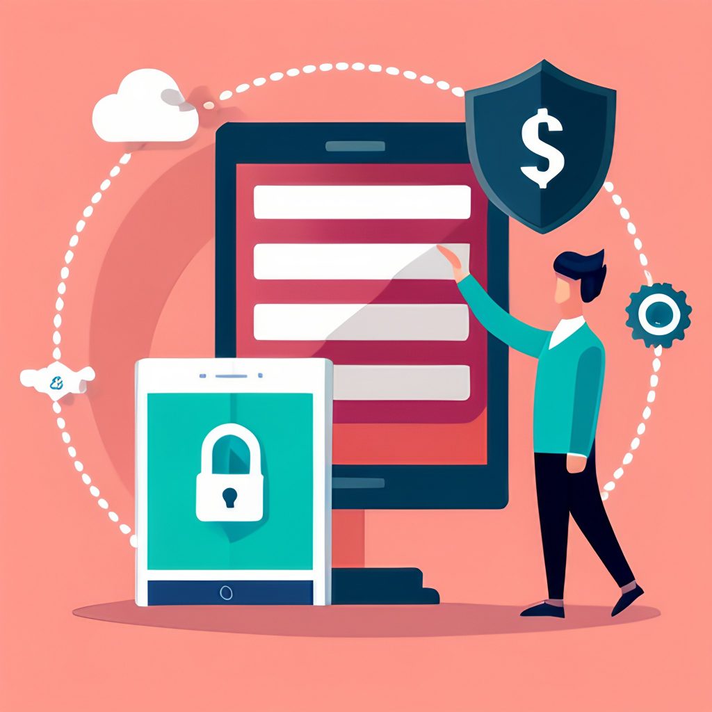 Person looking at a screen with a lock and money sign on it