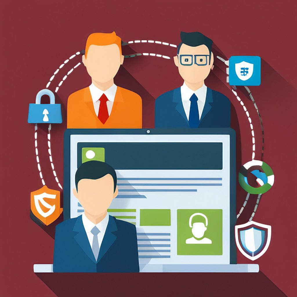 A group of people around a screen talking about it cyber security