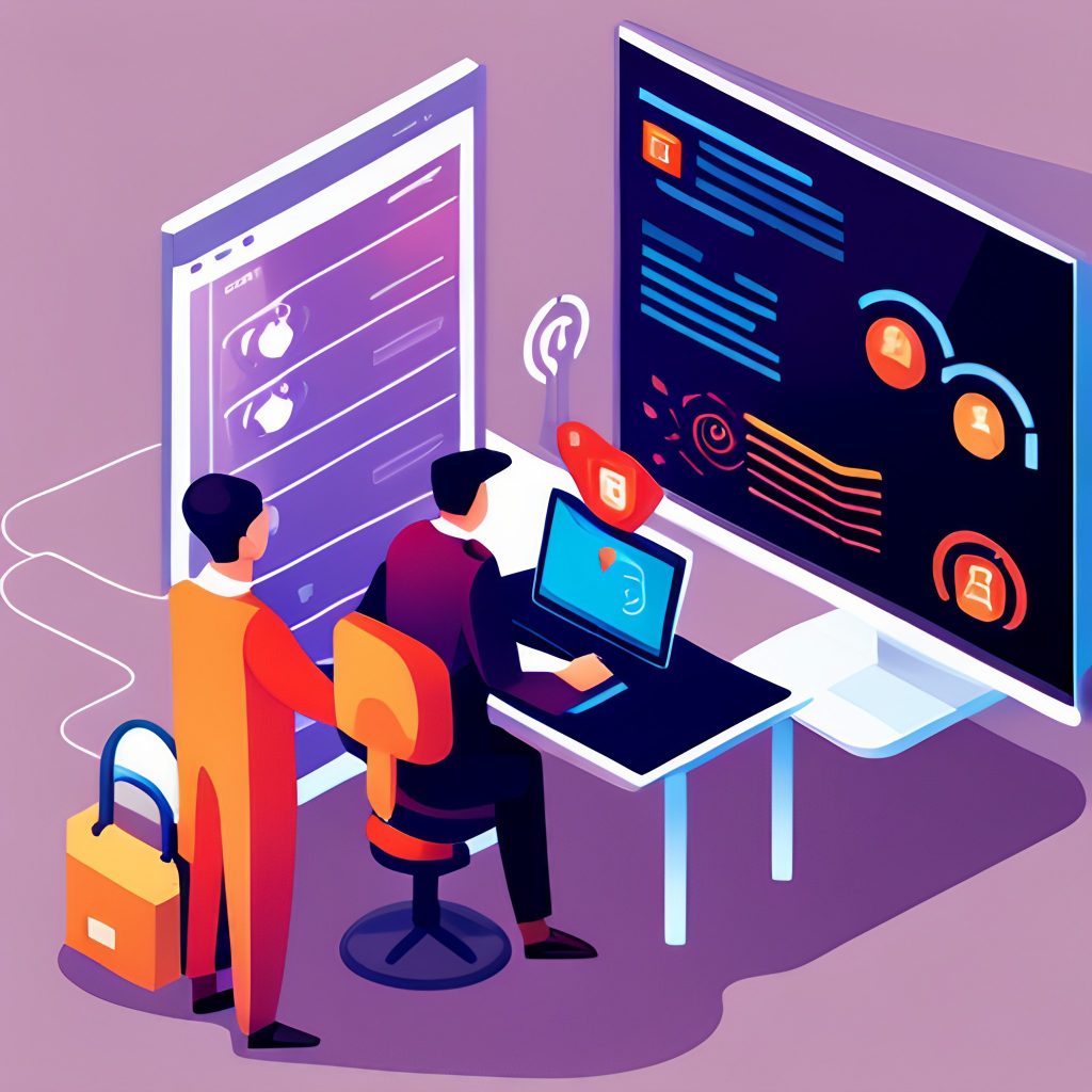 Two men talking about it security and cyber security