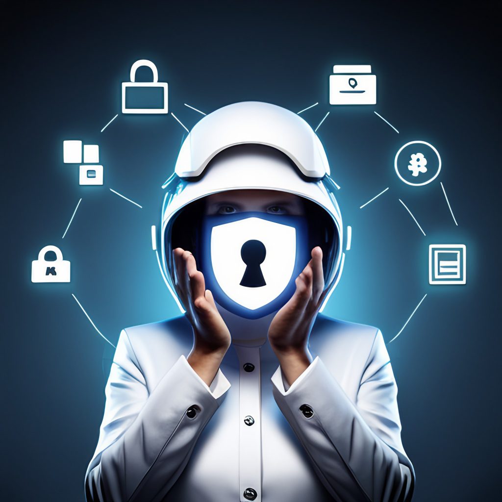 Picture of someone with cyber security for a face