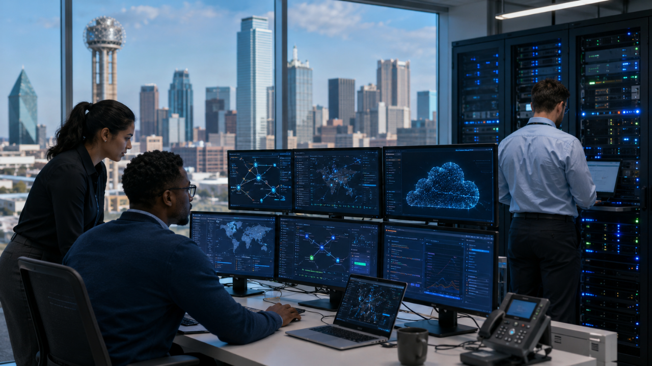 Cloud infrastructure management services in Dallas monitoring servers, security, and business IT systems.