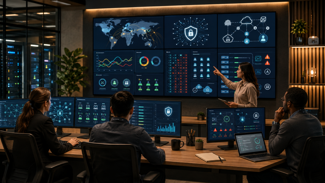 Managed cybersecurity services in Dallas monitoring IT alerts and cloud security.