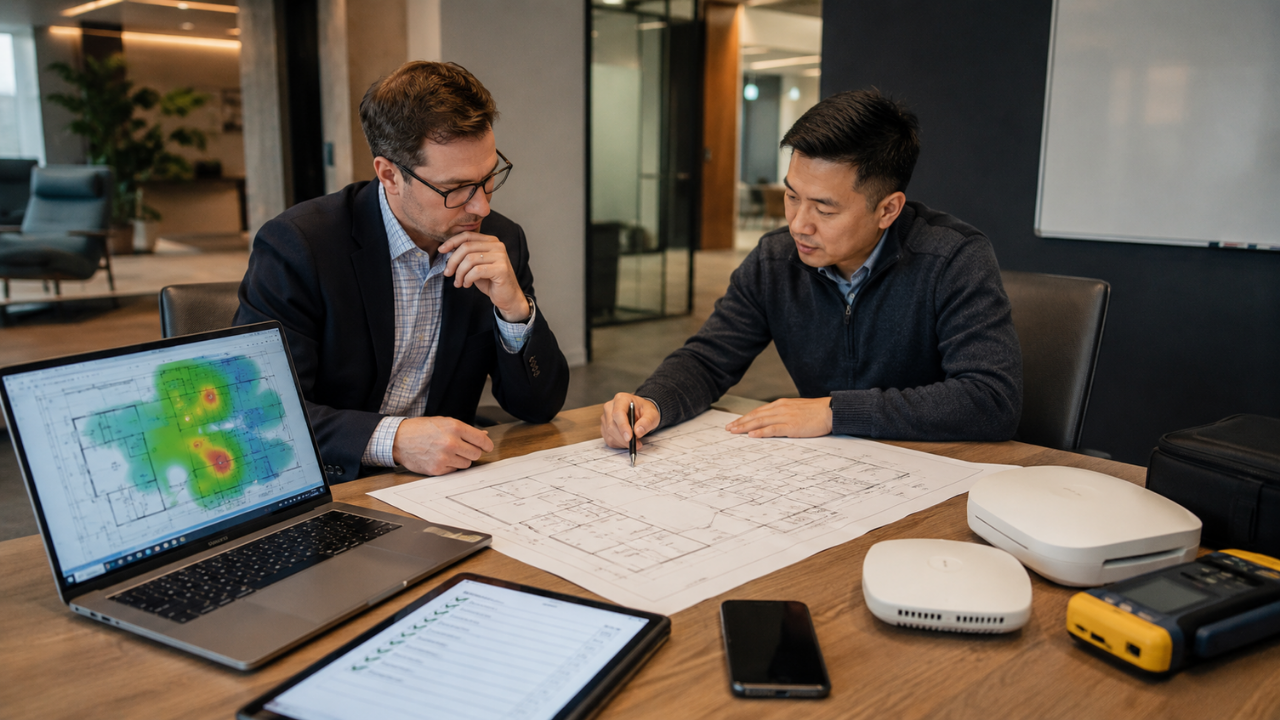IT consultants planning managed infrastructure, network coverage, and business technology support.