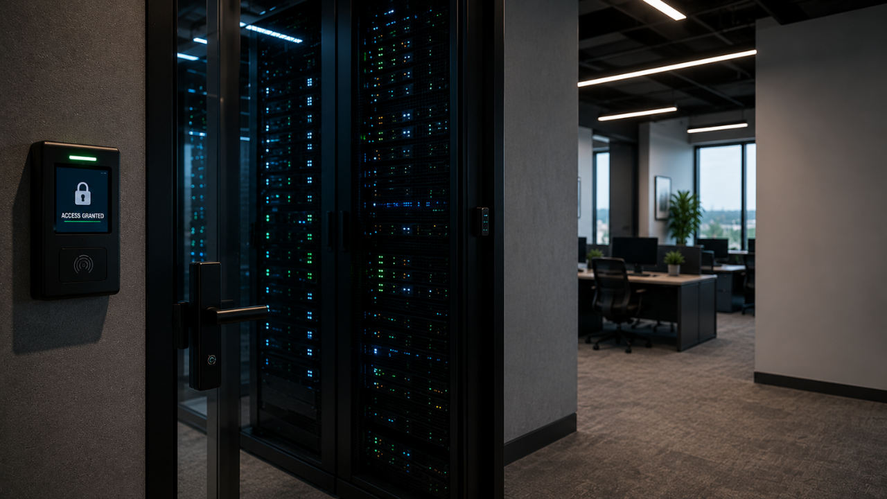 Secure server room access for managed IT and client data protection.