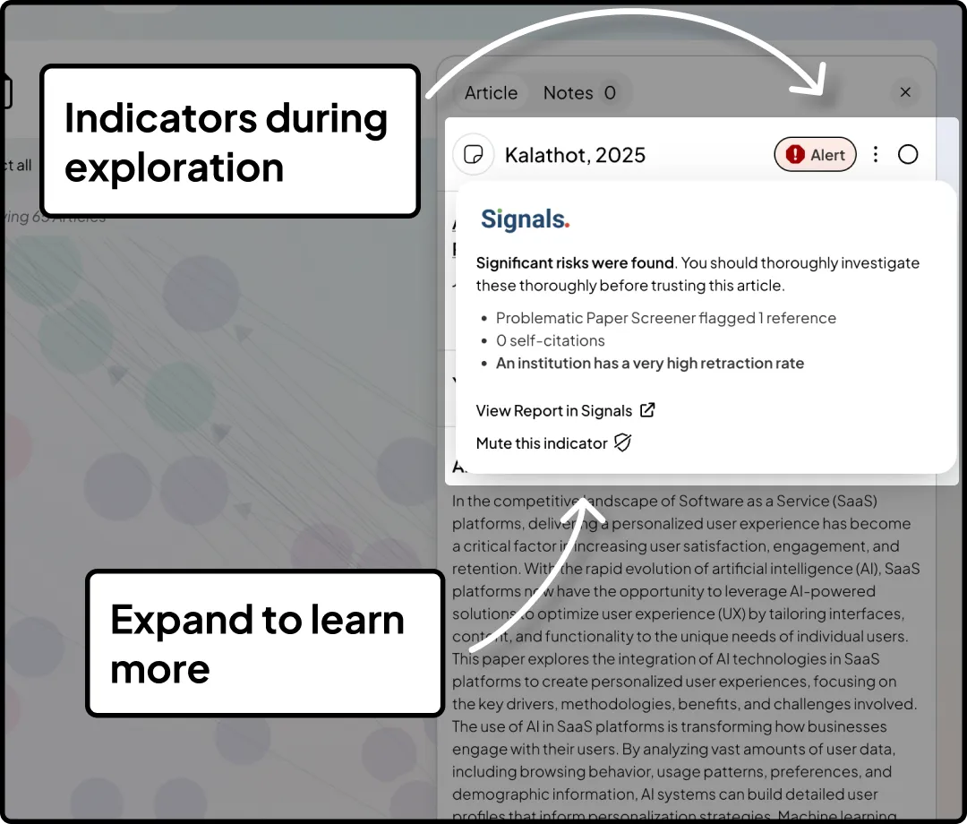 Signals alerts when discovering new articles