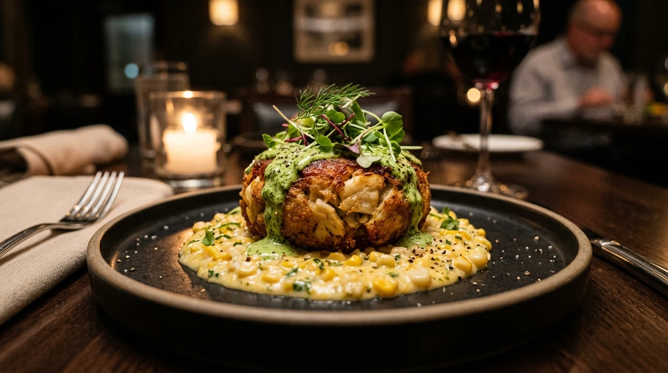 Colossal crab cake appetizer for date night