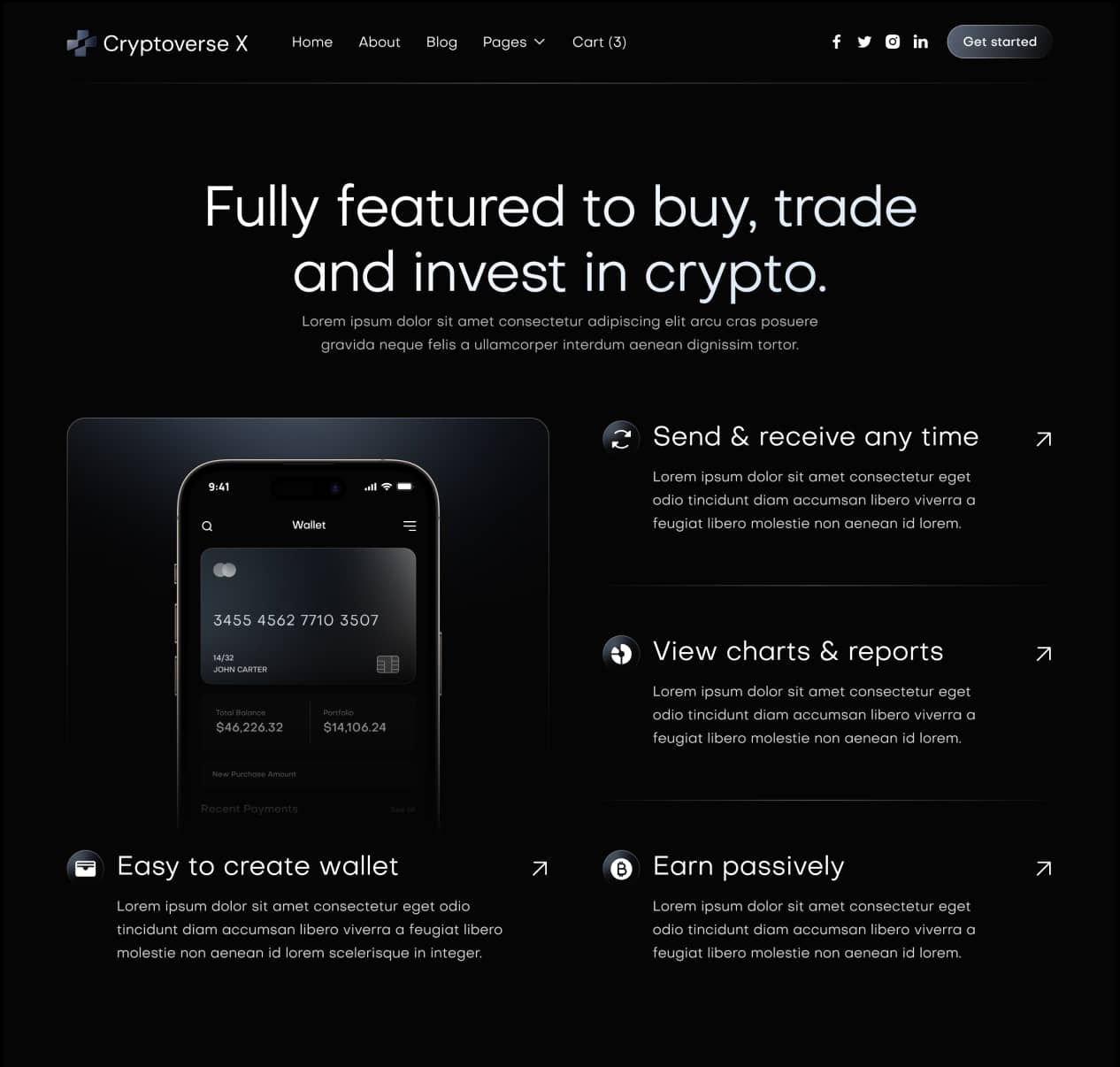 Cryptoverse X - Features Page - Crypto Webflow Template
