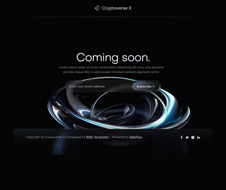 Cryptoverse X - Coming Soon Page - Crypto Webflow Template