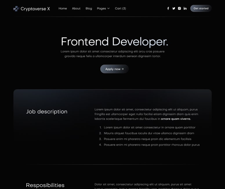 Cryptoverse X - Career Single Page - Crypto Webflow Template