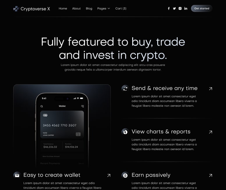 Cryptoverse X - Features Page - Crypto Webflow Template