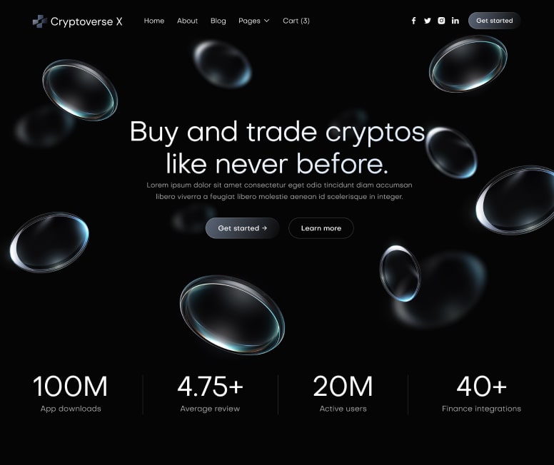 Cryptoverse X - Home V3 Page - Crypto Webflow Template