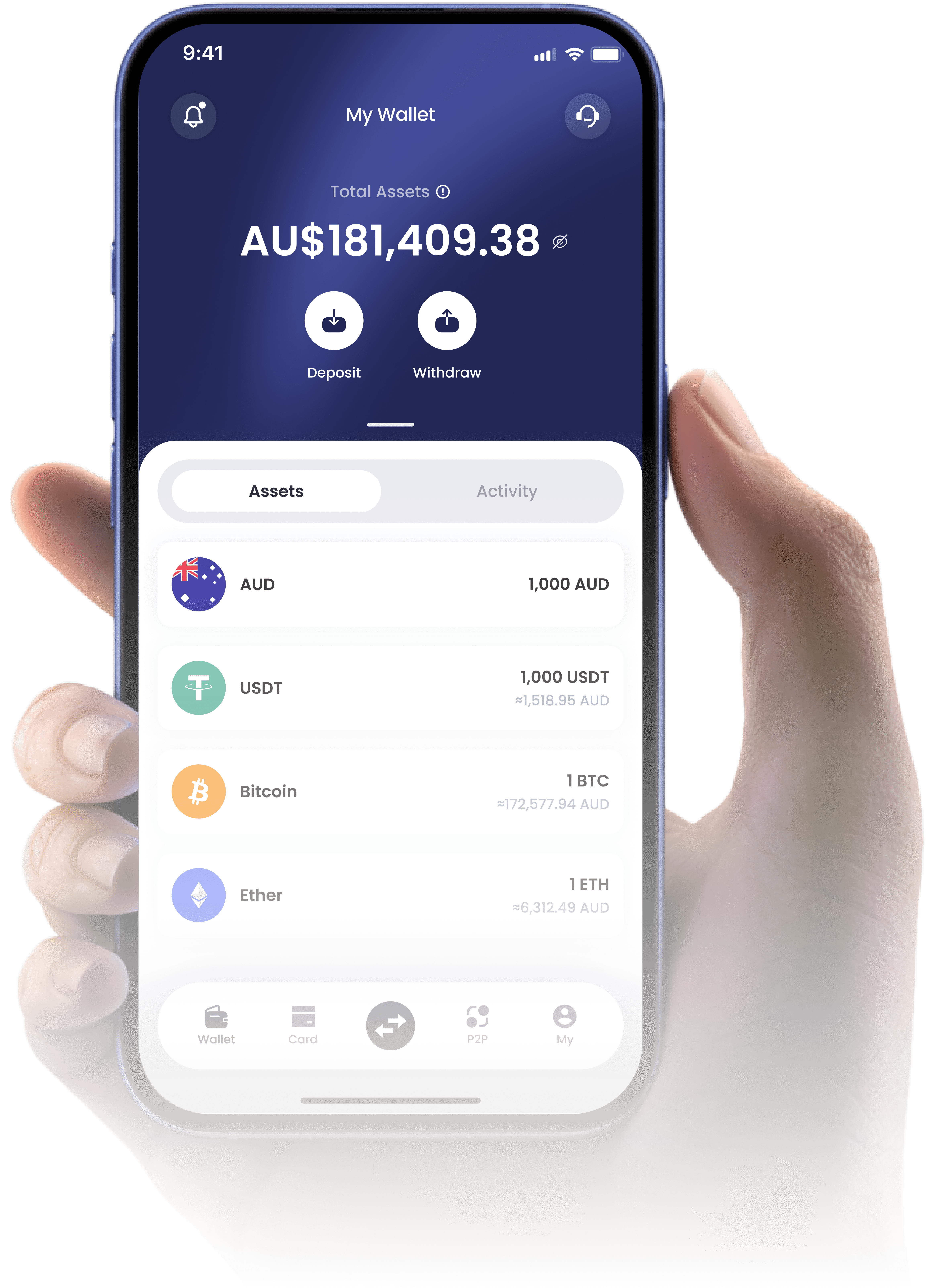 CobWeb Pay App Wallet page