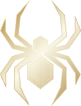 Gold geometric spider emblem