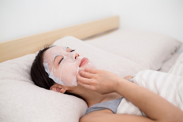 Apply an overnight face mask for clear skin.