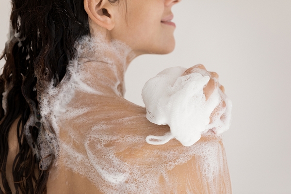 Don't scrub your skin too much during a shower