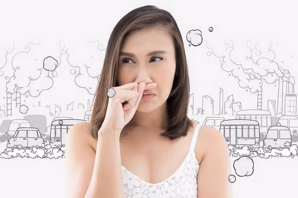 Pollution impurities cause clogged pores.