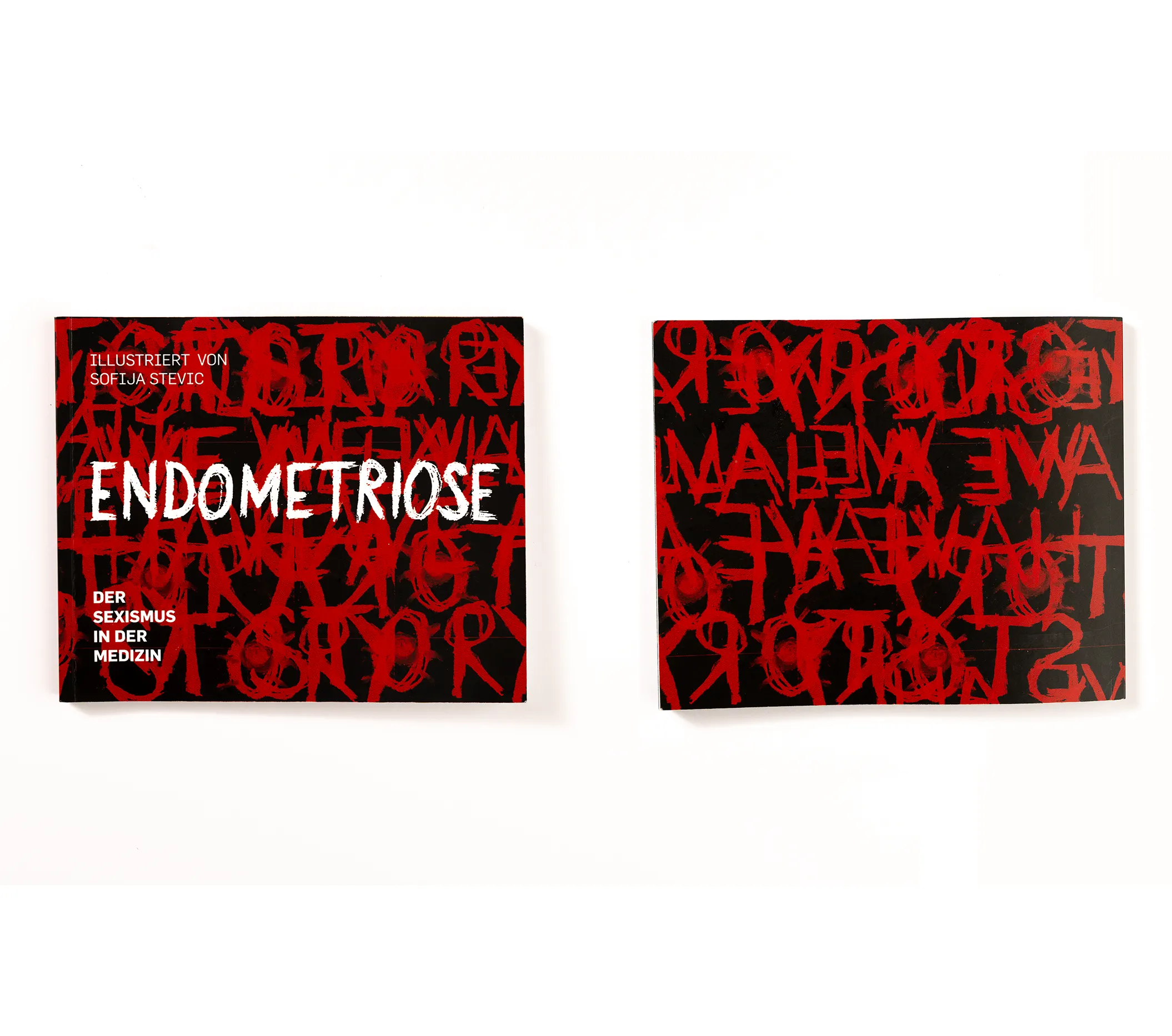 Book cover design for an illustrated publication about endometriosis and sexism in medicine.