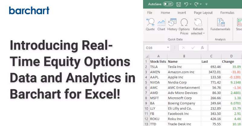 Introducing Real-Time Equity Options Data and Analytics in Barchart for Excel!