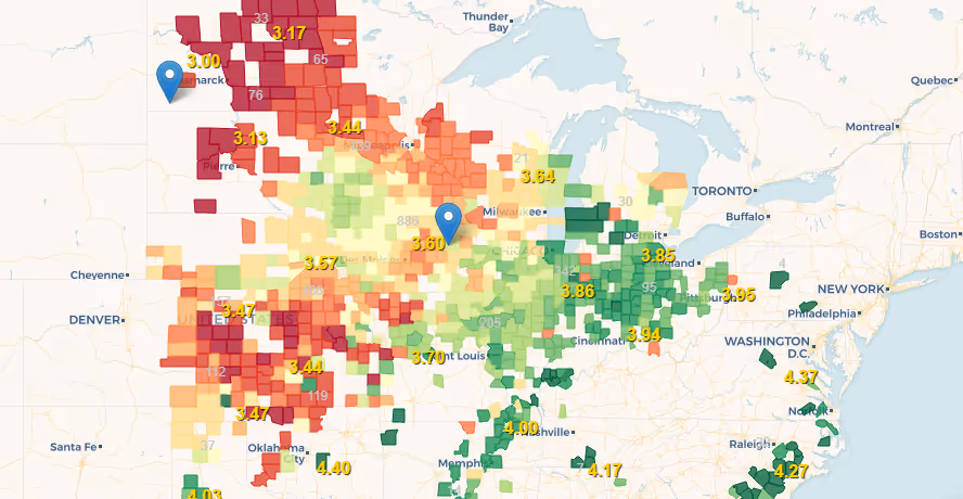 corn prices by state