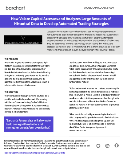 How Volare Capital Management Accesses and Analyzes Large Amounts of Historical Data to Develop Automated Trading Strategies