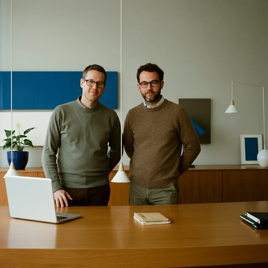 two people looking at front