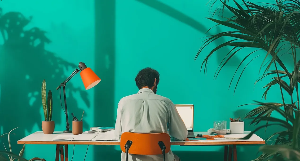 a man working on his desk