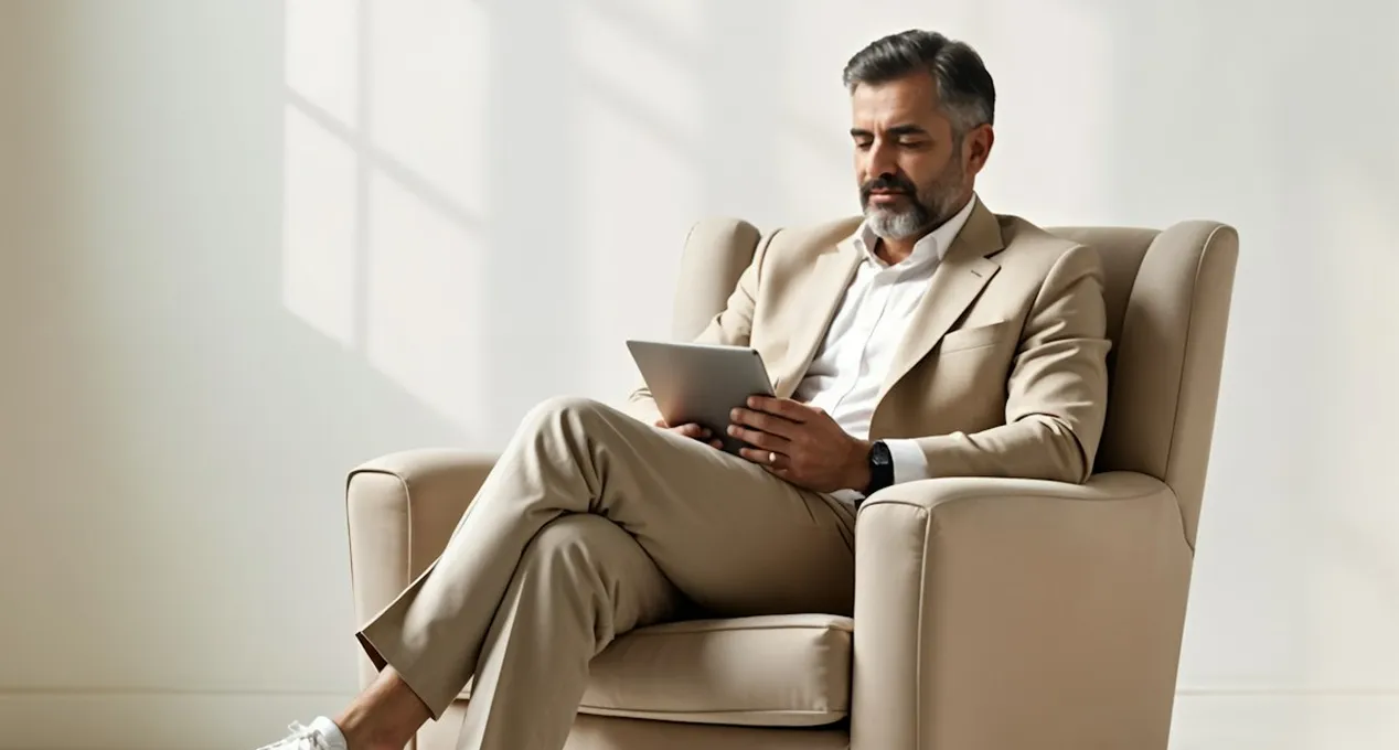 a man doing something in his tab