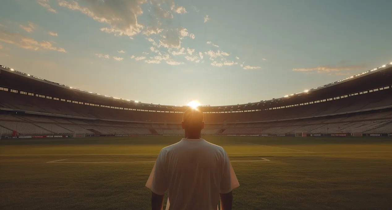 a man standing alone in a stadium