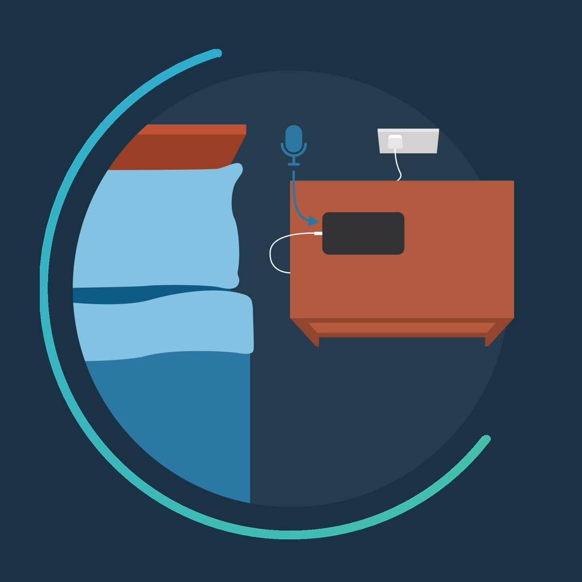 Illustration of phone placement when using SnoreLab app