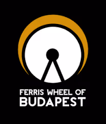 Stylized Ferris wheel logo with gold and white arcs and text 'Ferris Wheel of Budapest' below.