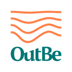 Outback logo with orange stylized waves above green text.