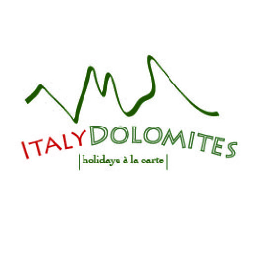 Logo with an abstract green mountain outline and the text 'ITALY DOLOMITES holidays à la carte'.
