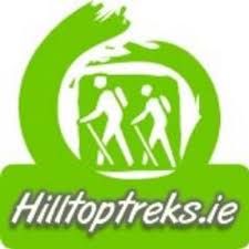 Green logo with two hikers using walking sticks and the text 'Hilltoptreks.ie'.