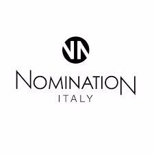 Nomination Italy brand logo with black circular emblem and text.