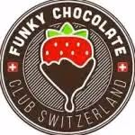 Funky Chocolate Club Switzerland logo with a red strawberry dipped in chocolate.