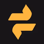 Abstract yellow geometric shape resembling two opposing arrows on black background.