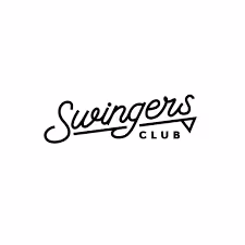 Black cursive text reading 'Swingers' with a small triangle and the word 'Club' beneath it on white background.