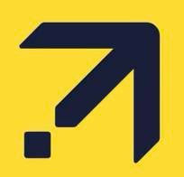 Black arrow pointing diagonally upward to the right on a yellow square background.