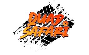 Logo with the text 'QUAD SAFARI' in bold orange letters over a black tire tread background.