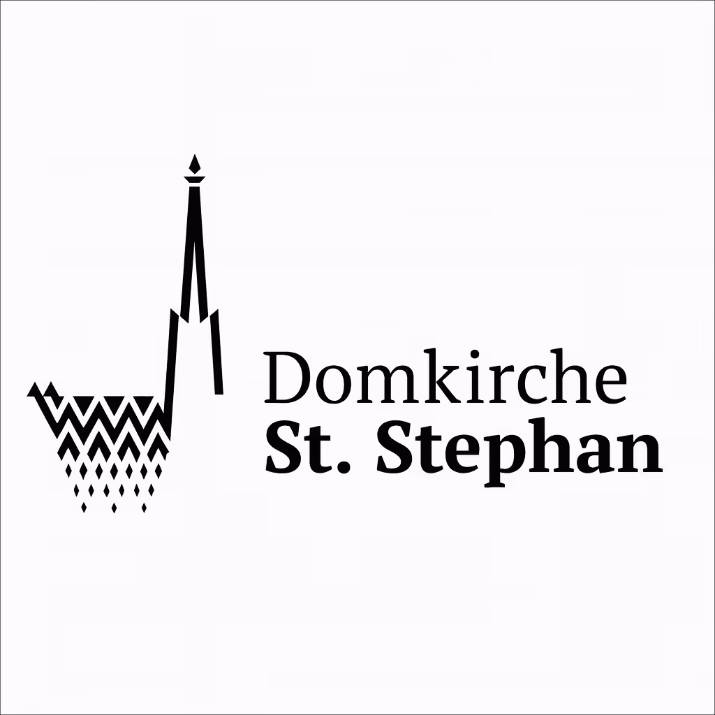 Logo of Domkirche St. Stephan featuring a stylized church tower and patterned roof.