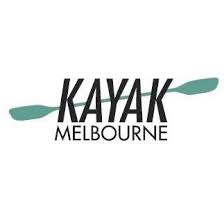 Logo with the word 'KAYAK' over a horizontal kayak paddle and 'MELBOURNE' below.