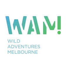 WAM! Wild Adventures Melbourne logo with stylized letters in blue and green.
