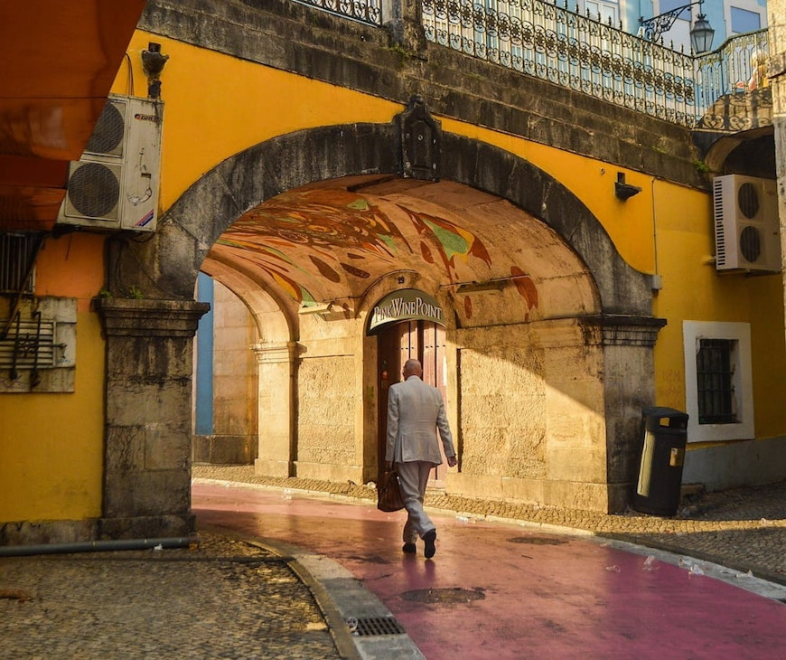 walking down old lisbon street