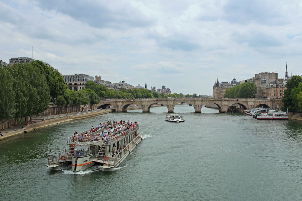 river cruise going down the seine river in paris